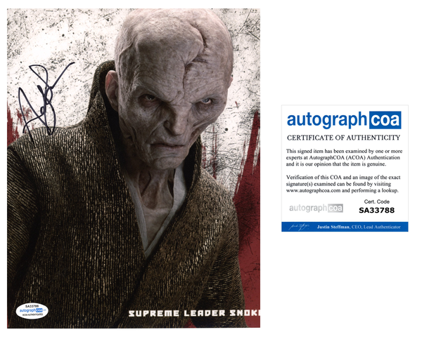 Andy Serkis Star Wars Snoke Signed Autograph 8x10 Photo ACOA #16 - Outlaw Hobbies Authentic Autographs