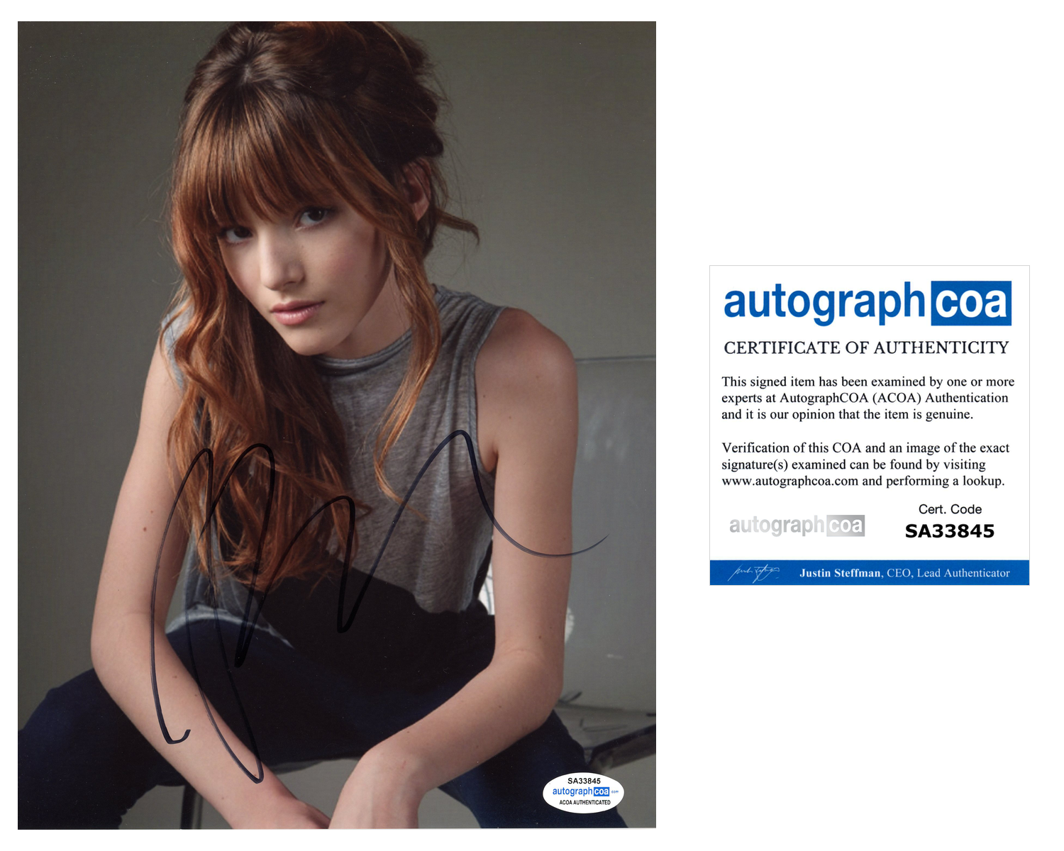 Bella Thorne Sexy Signed Autograph 8x10 Photo ACOA | Outlaw