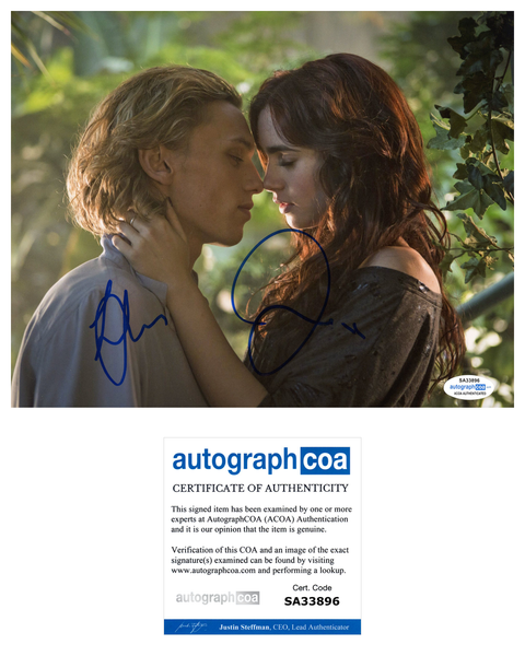Lily Collins Jamie Campbell Bower Mortal Instruments SIgned Autograph 8x10 Photo ACOA - Outlaw Hobbies Authentic Autographs