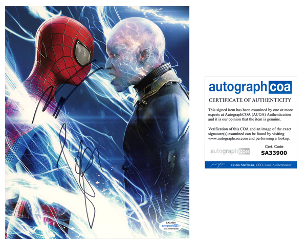 Andrew Garfield Jamie Foxx Spiderman Signed Autograph 8x10 Photo ACOA #2 - Outlaw Hobbies Authentic Autographs