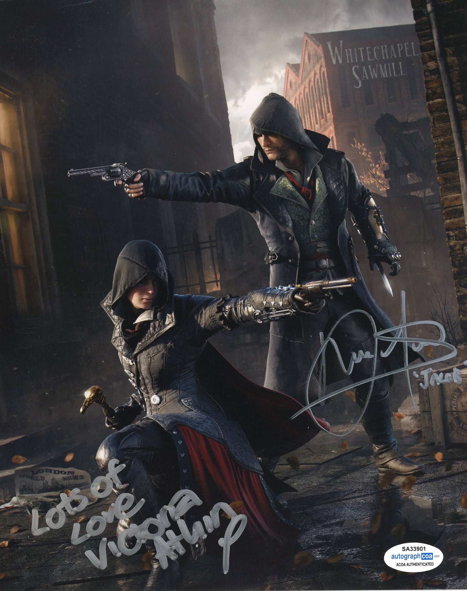 Assassin's Creed Syndicate Paul Amos Victoria Atkin Signed Autograph 8x10 Photo ACOA - Outlaw Hobbies Authentic Autographs
