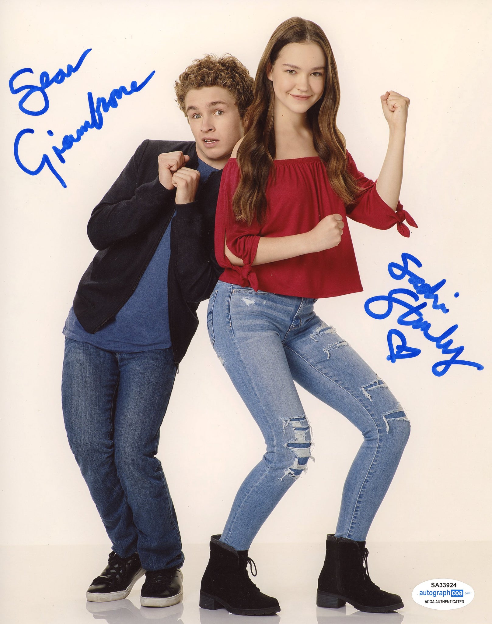 Sadie Stanley & Sean Giambrone Kim Possible Signed Autograph 8x10 Photo ACOA #2 - Outlaw Hobbies Authentic Autographs