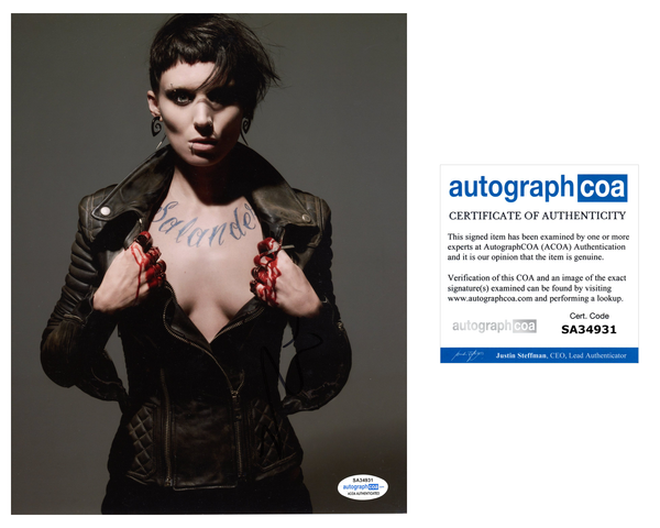 Rooney Mara Dragon Tattoo Sexy Signed Autograph 8x10 Photo ACOA - Outlaw Hobbies Authentic Autographs