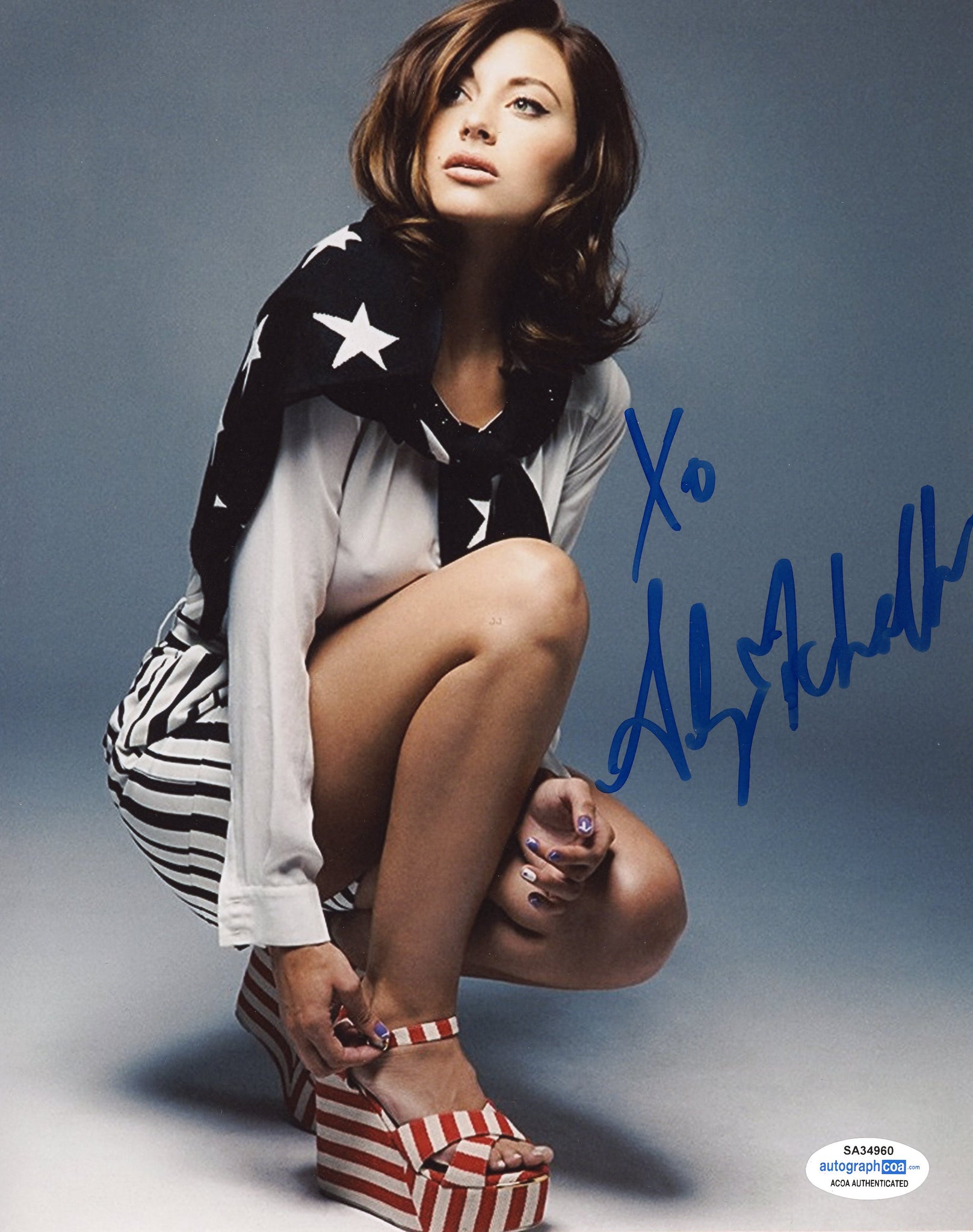Aly Michalka Signed Autograph 8x10 Photo ACOA Sexy #2 - Outlaw Hobbies Authentic Autographs