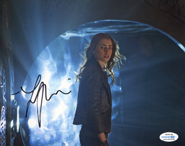 Lily Collins Mortal Instruments Signed Autograph 8x10 Photo ACOA #3 - Outlaw Hobbies Authentic Autographs