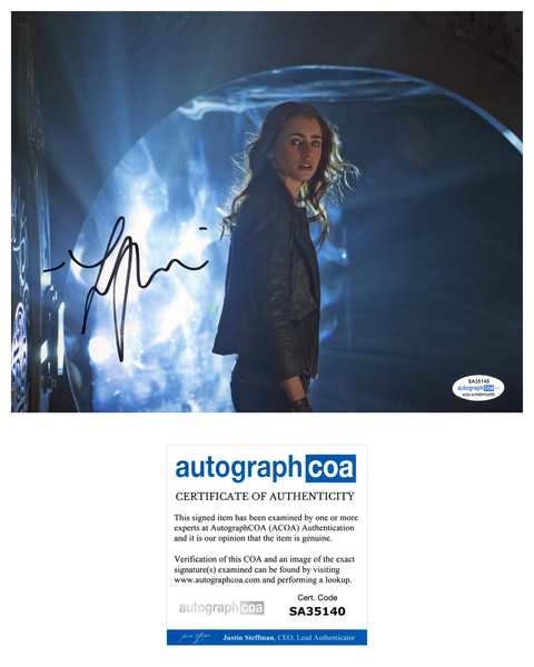 Lily Collins Mortal Instruments Signed Autograph 8x10 Photo ACOA #3 - Outlaw Hobbies Authentic Autographs