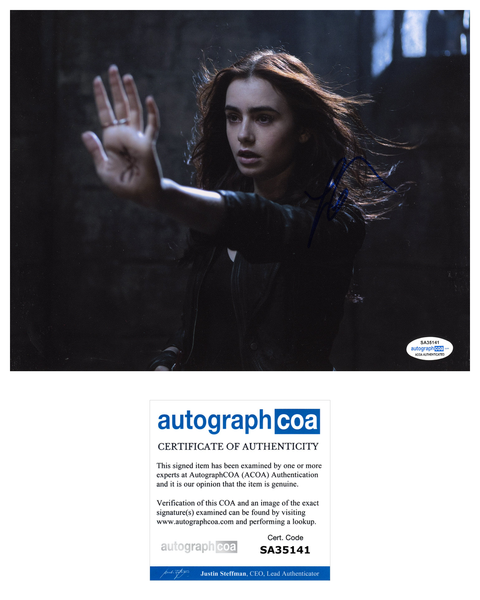 Lily Collins Mortal Instruments Signed Autograph 8x10 Photo ACOA #4 - Outlaw Hobbies Authentic Autographs