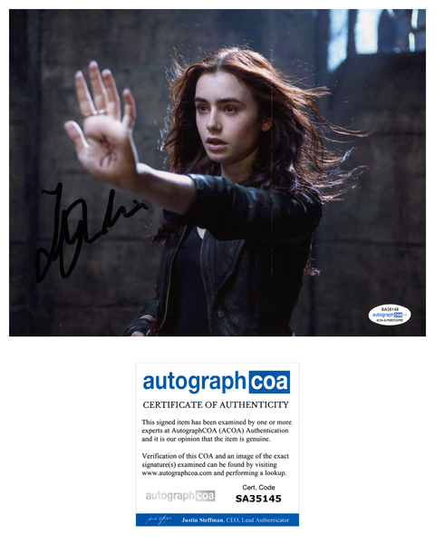 Lily Collins Mortal Instruments Signed Autograph 8x10 Photo ACOA #6 - Outlaw Hobbies Authentic Autographs