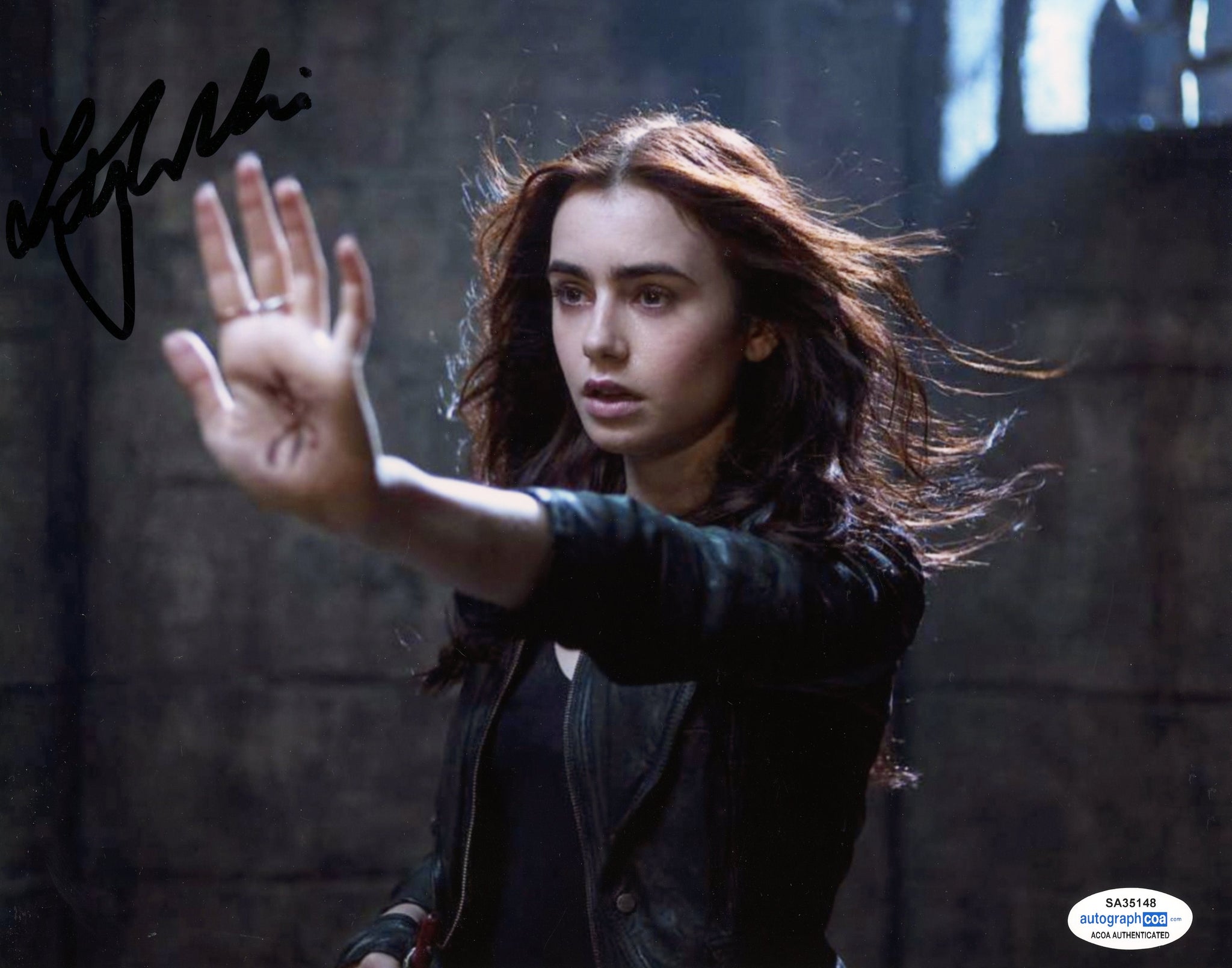 Lily Collins Mortal Instruments Signed Autograph 8x10 Photo ACOA #9 - Outlaw Hobbies Authentic Autographs