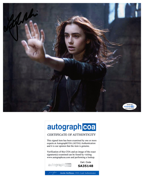 Lily Collins Mortal Instruments Signed Autograph 8x10 Photo ACOA #9 - Outlaw Hobbies Authentic Autographs