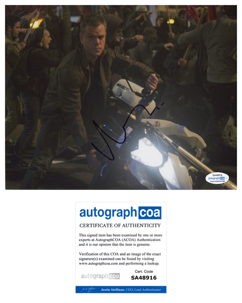 Matt Damon Bourne Identity Signed Autograph 8x10 Photo ACOA