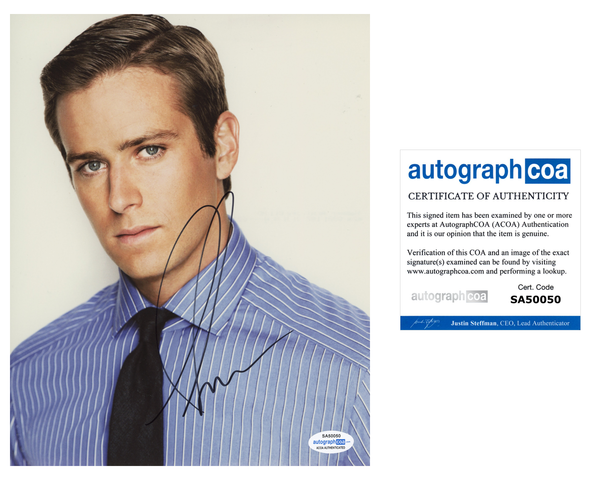 Armie Hammer Man from Uncle Signed Autograph 8x10 Photo ACOA