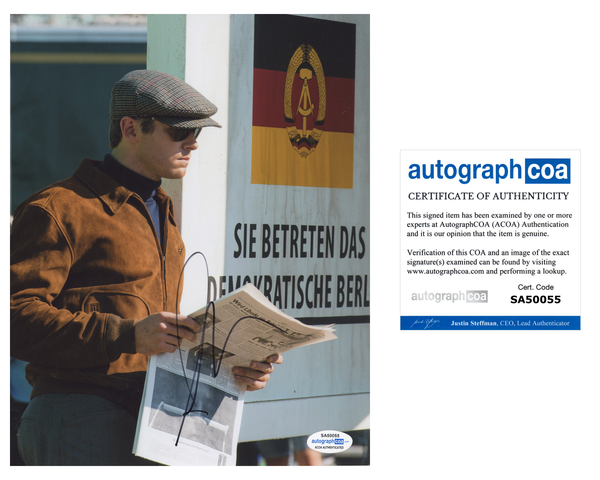 Armie Hammer Man from Uncle Signed Autograph 8x10 Photo ACOA