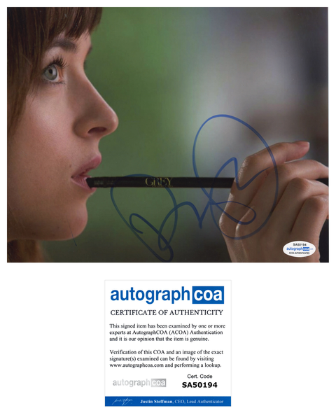 Dakota Johnson Fifty Shades of Grey Signed Autograph 8x10 Photo ACOA