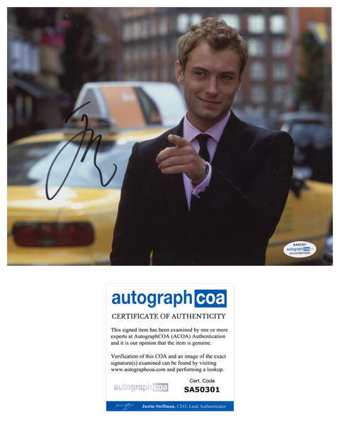 Jude Law Alfie Signed Autograph 8x10 Photo ACOA