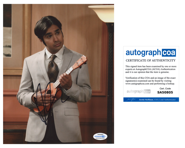 Kunal Nayyar Big Bang Theory Signed Autograph 8x10 Photo ACOA