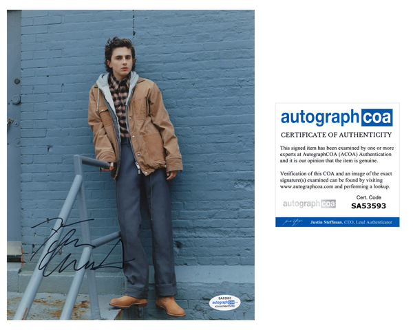 Timothee Chalamet Call Me By Your Name Signed Autograph 8x10 Photo ACOA