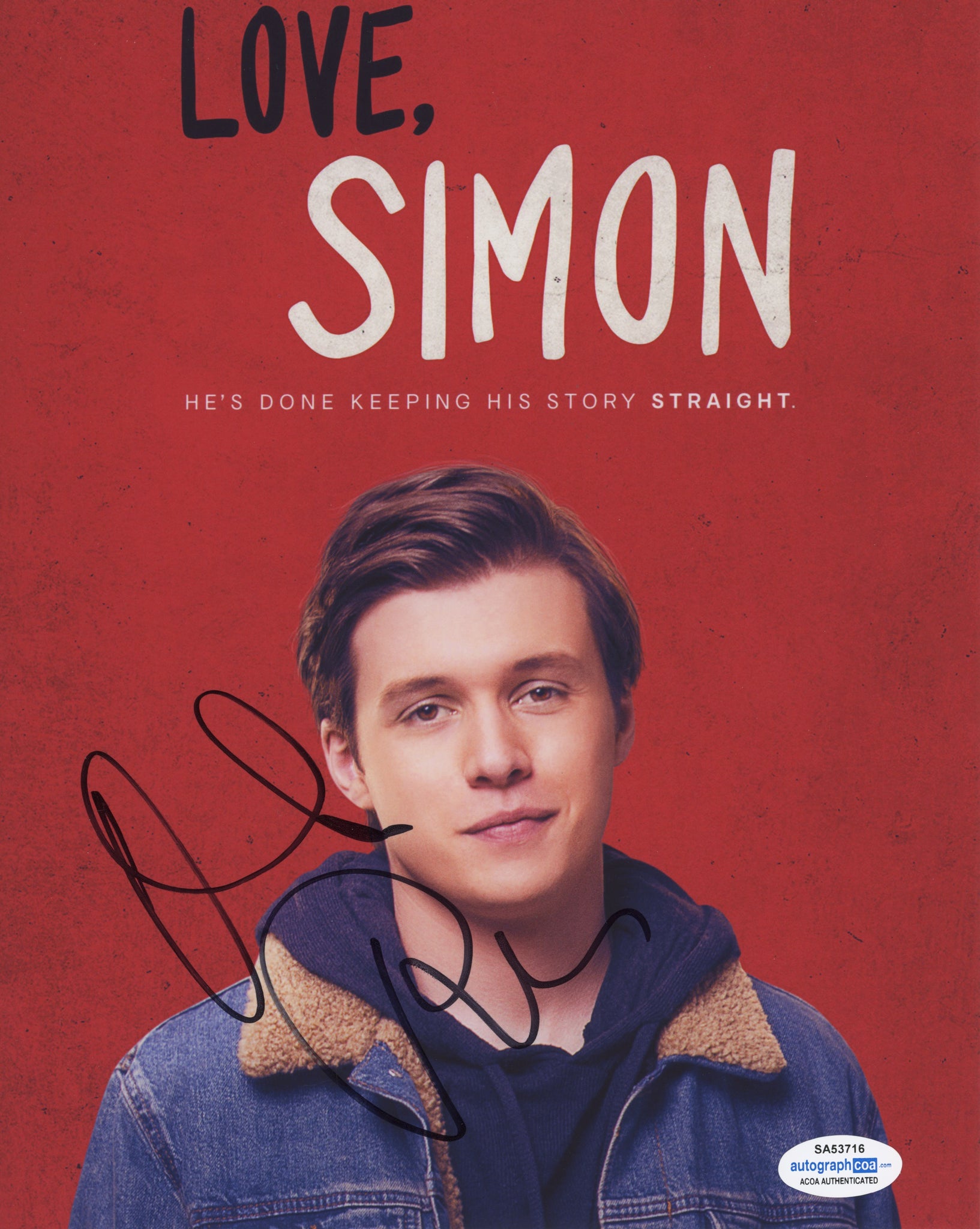 Nick Robinson Love, Simon Signed Autograph 8x10 Photo ACOA