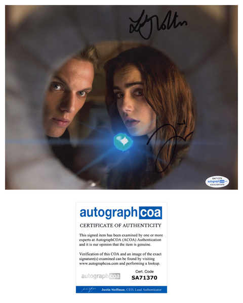 Lily Collins & Jamie Campbell Bower Signed Autograph 8x10 Photo ACOA
