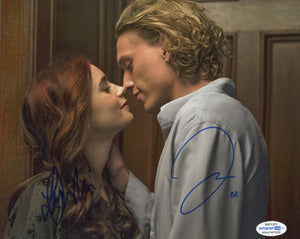 Lily Collins & Jamie Campbell Bower Signed Autograph 8x10 Photo ACOA