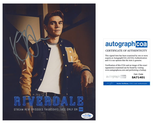 KJ Apa Riverdale Signed Autograph 8x10 Photo ACOA