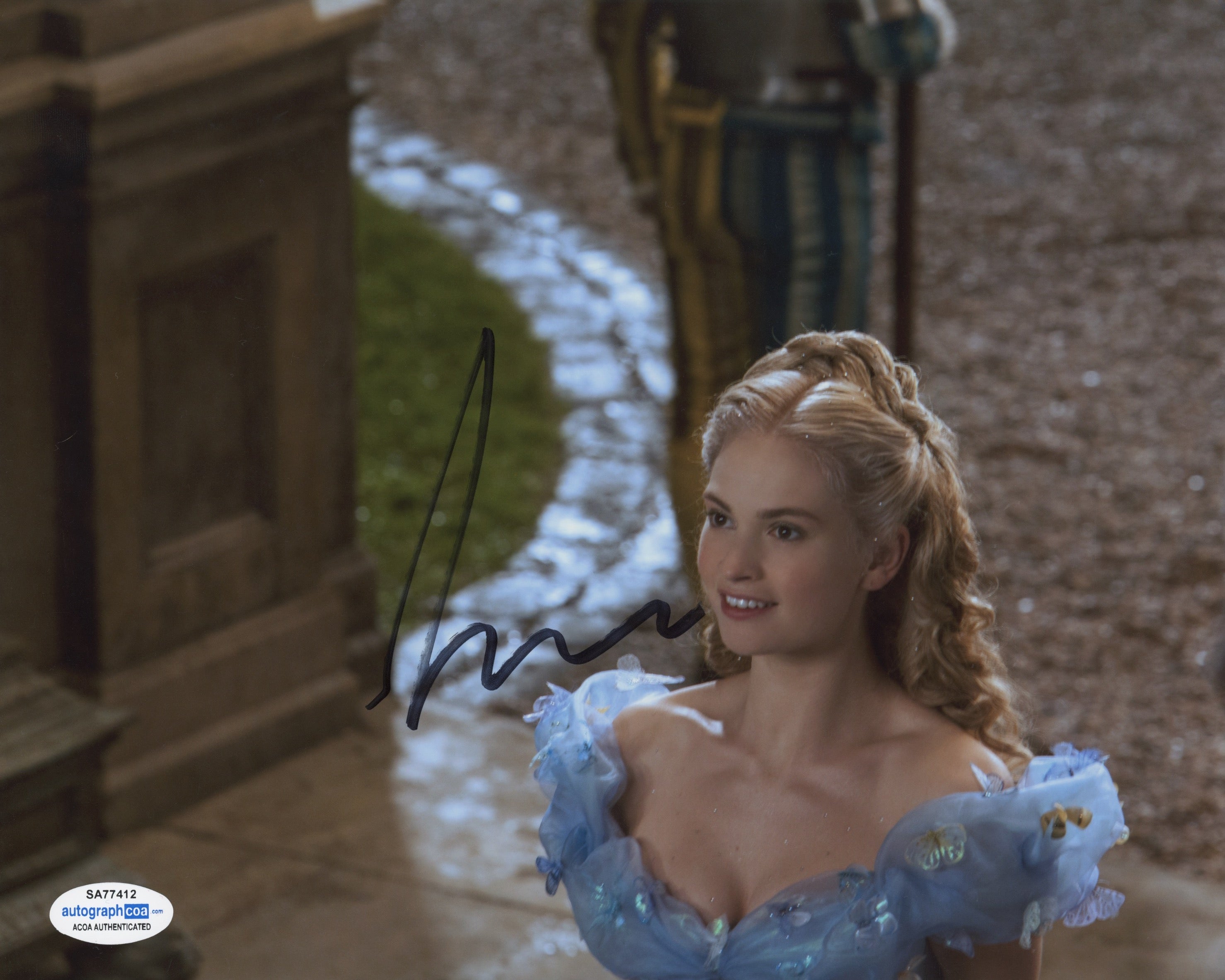 Lily James Cinderella Signed Autograph 8x10 Photo ACOA