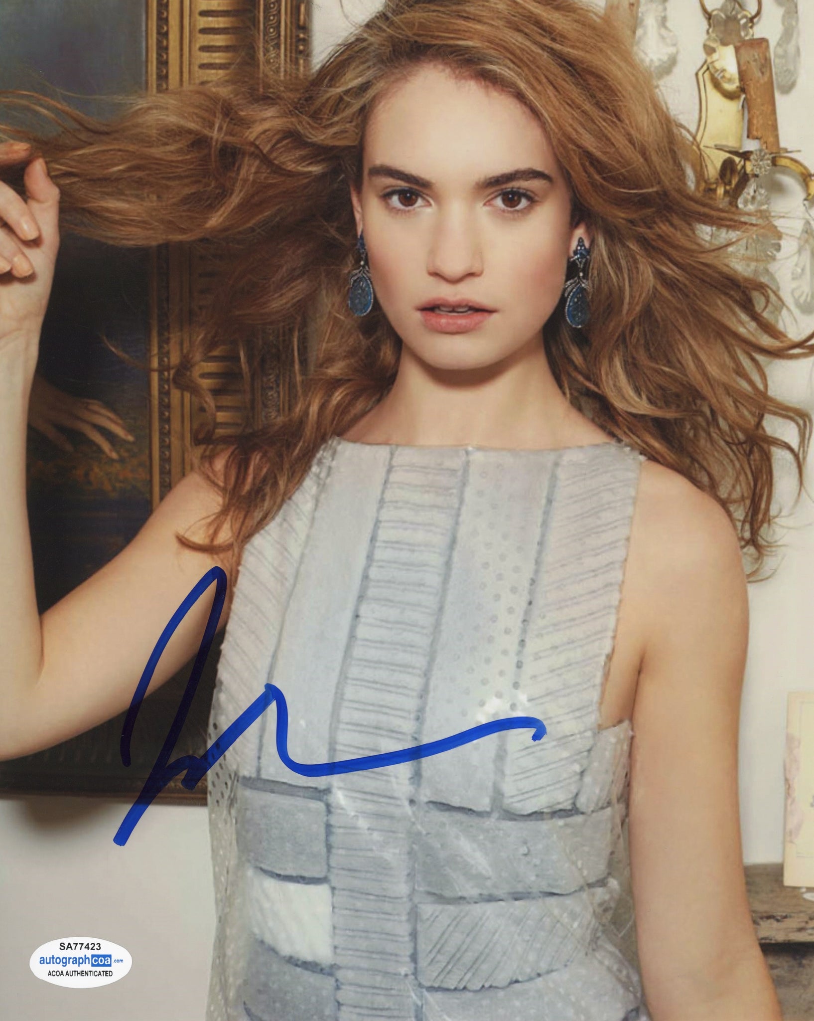 Lily James Sexy Signed Autograph 8x10 Photo ACOA