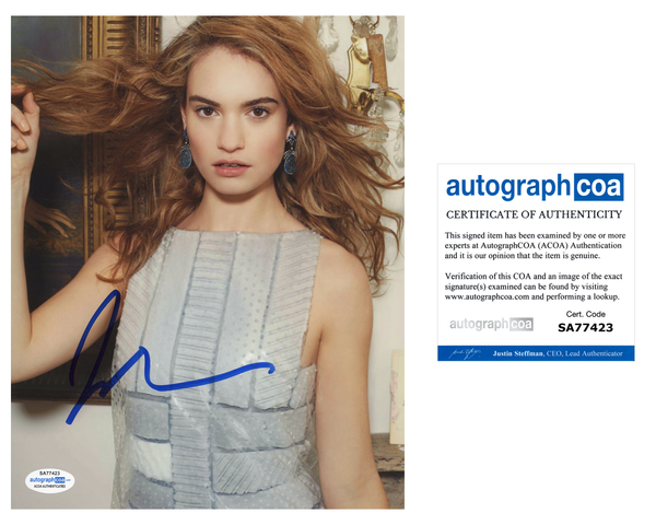 Lily James Sexy Signed Autograph 8x10 Photo ACOA