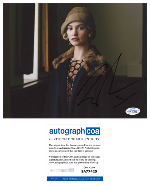 Lily James Downton Abbey Signed Autograph 8x10 Photo ACOA