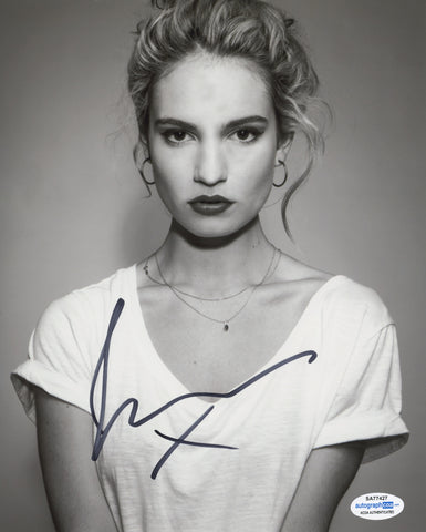 Lily James Sexy Signed Autograph 8x10 Photo ACOA