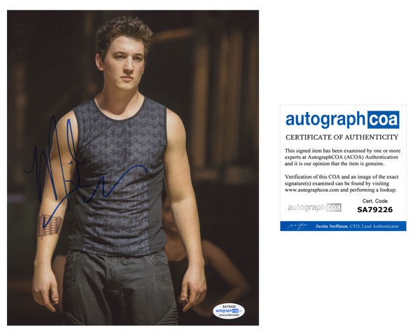 Miles Teller Divergent Signed Autograph 8x10 Photo ACOA