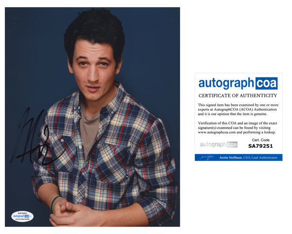 Miles Teller Top Gun Signed Autograph 8x10 Photo ACOA