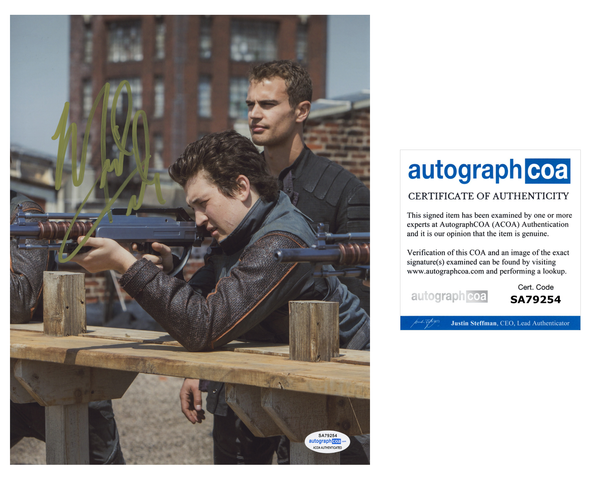 Miles Teller Divergent Signed Autograph 8x10 Photo ACOA