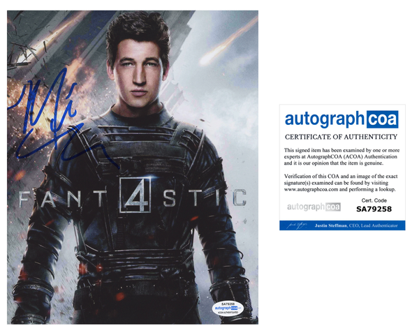 Miles Teller Fantastic Four Signed Autograph 8x10 Photo ACOA