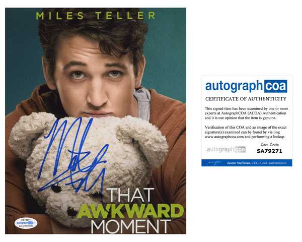 Miles Teller Awkward Moment Signed Autograph 8x10 Photo ACOA