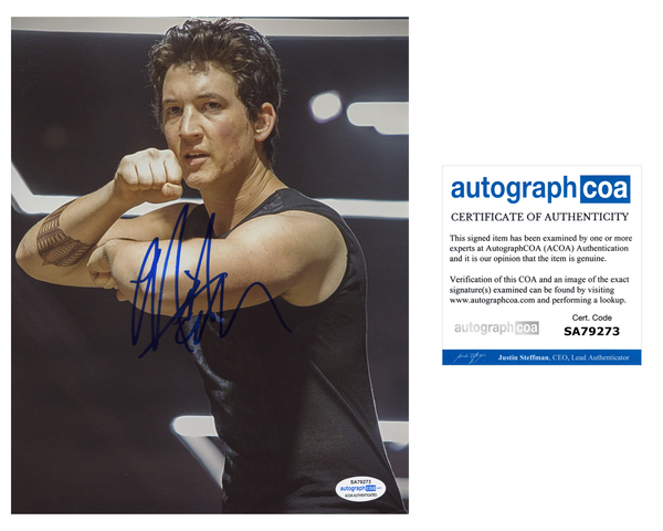 Miles Teller Divergent Signed Autograph 8x10 Photo ACOA