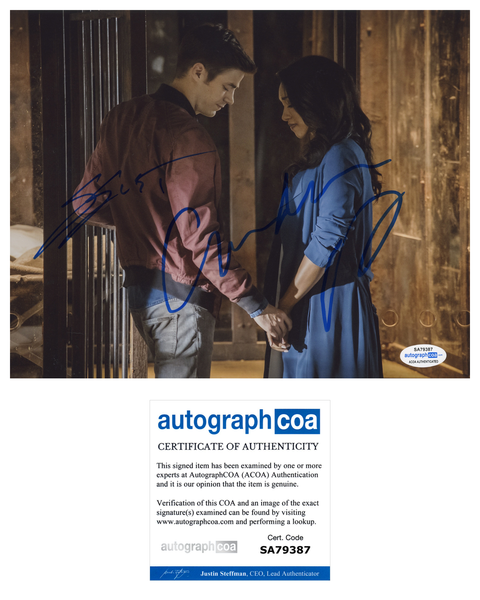 Grant Gustin & Candice Patton Flash Signed Autograph 8x10 Photo ACOA
