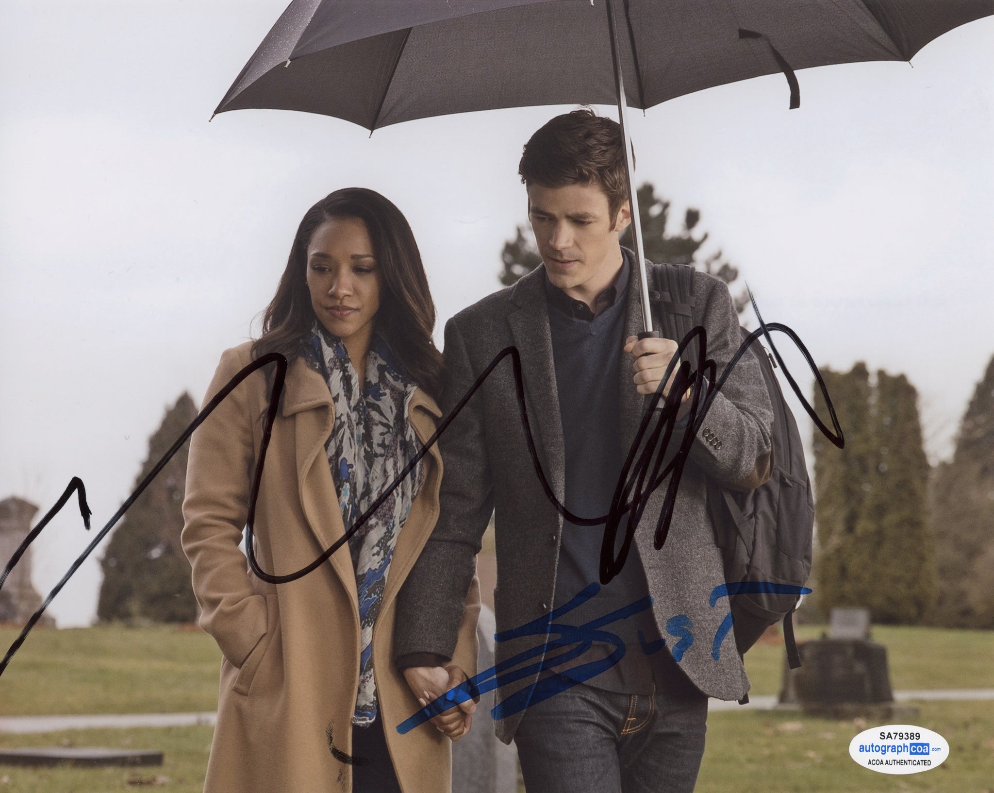 Grant Gustin & Candice Patton Flash Signed Autograph 8x10 Photo ACOA