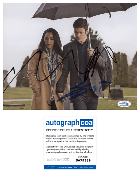 Grant Gustin & Candice Patton Flash Signed Autograph 8x10 Photo ACOA
