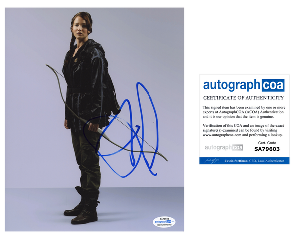 Jennifer Lawrence Hunger Games Signed Autograph 8x10 Photo ACOA