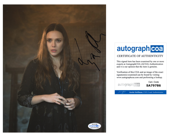 Elizabeth Olsen Wandavision Avengers Signed Autograph 8x10 Photo ACOA