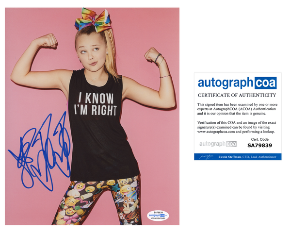 JoJo Siwa Dance Moms Signed Autograph 8x10 Photo ACOA