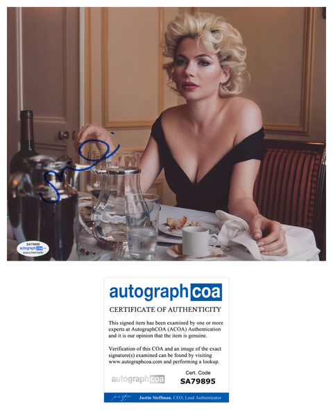 Michelle Williams Week with Marilyn Signed Autograph 8x10 Photo ACOA
