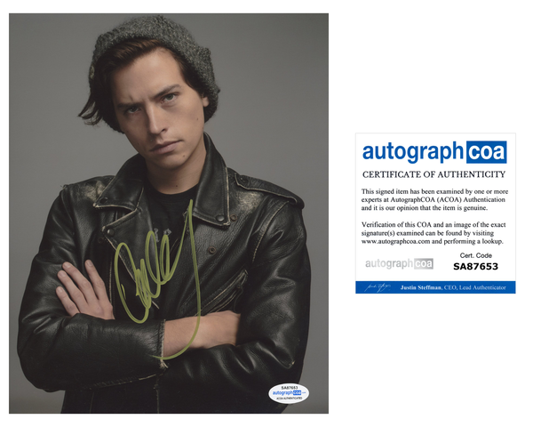 Cole Sprouse Riverdale Jughead Jones Signed Autograph 8x10 Photo ACOA