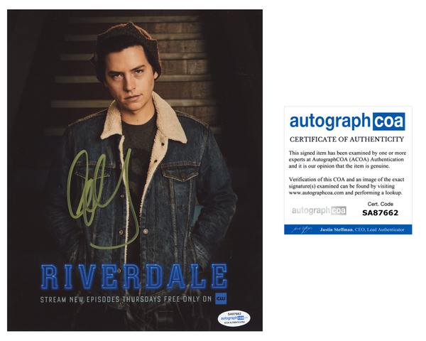Cole Sprouse Riverdale Jughead Jones Signed Autograph 8x10 Photo ACOA