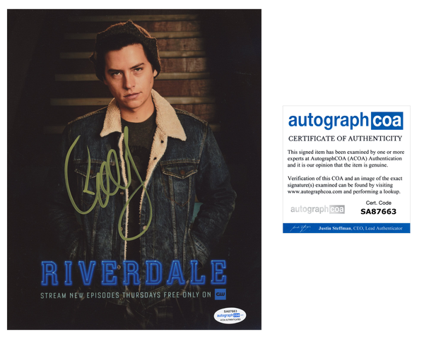 Cole Sprouse Riverdale Jughead Jones Signed Autograph 8x10 Photo ACOA