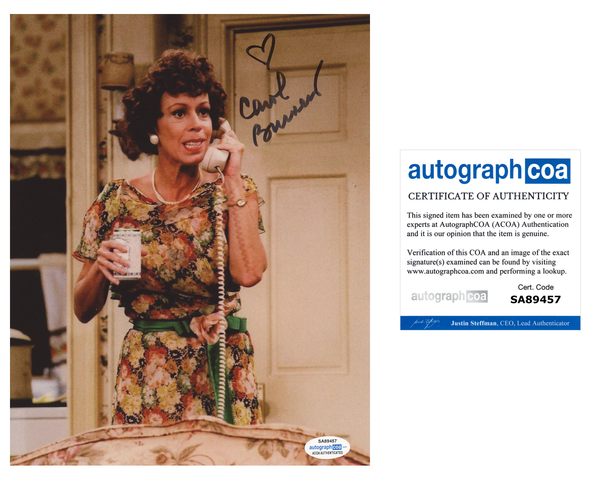 Carol Burnett Signed Autograph 8x10 Photo ACOA