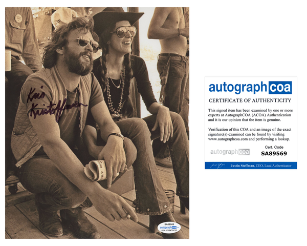 Kris Kristofferson Signed Autograph 8x10 Photo ACOA