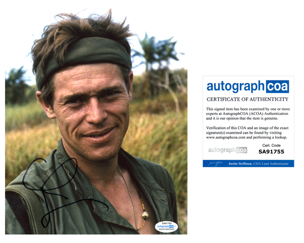 Willem Dafoe Platoon Signed Autograph 8x10 Photo ACOA