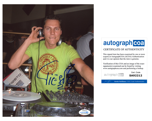 DJ Tiesto Signed Autograph 8x10 Photo ACOA